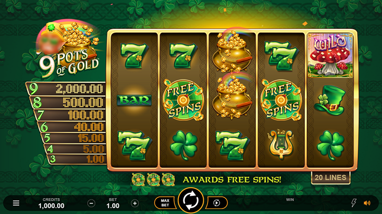 9 Pots of Gold Slots Reels