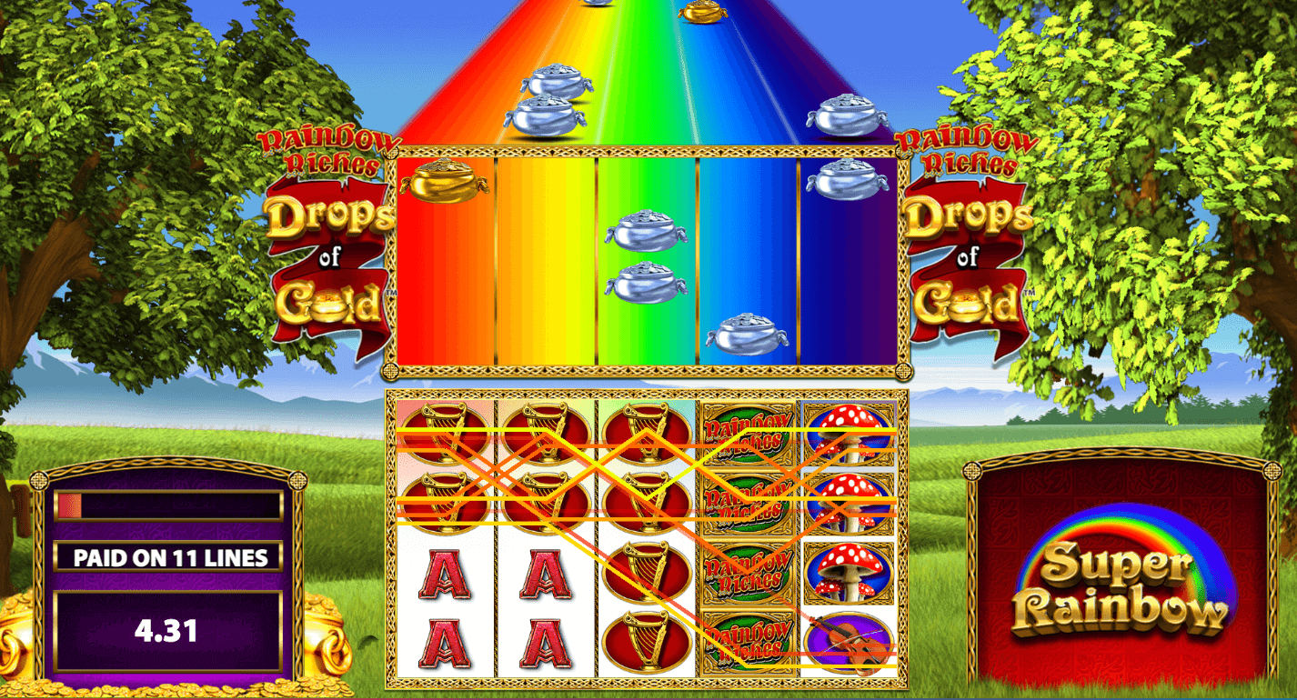 Rainbow Riches Drops of Gold Slot Gameplay