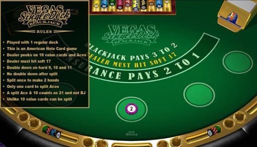 Vegas Single Deck Blackjack Gameplay