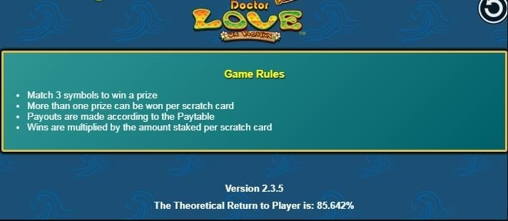Scratch Dr Love on Vacation Instant Slot Rules