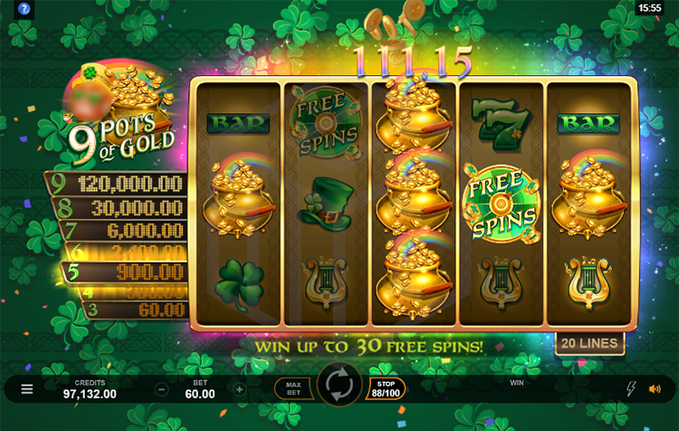 9 Pots of Gold Slot Gameplay